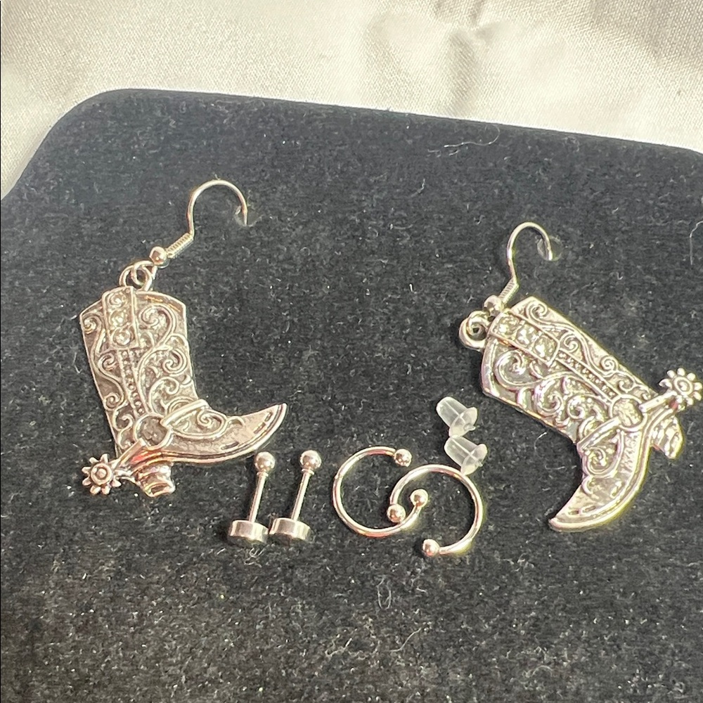 Elegant Silver Boot Earrings